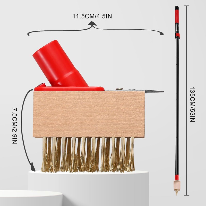 Mitclear Moss Remove Brush with Long Handle(53IN), Deck Crevice Cleaning