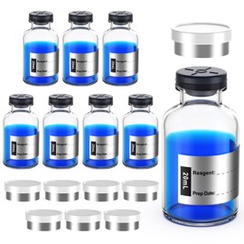 Empty Sterile Vial with Separately Butyl Rubber Stopper and Flip Top Closure,Removable,After Filling,Need to Seal by CrimperType 1 Borosilicate Glass Tubing,Individually Packed (20mL 8PCS)