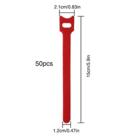 YIXISI Pack of 50 Velcro Cable Ties, Velcro Cable Ties, Resealable, Cable Ties with Velcro, for Home, Office, Car, PC, TV Cable, Black/Red/Yellow/Blue/Green/White