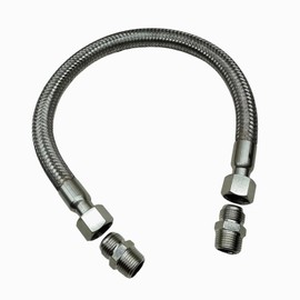 Industrial-Grade Stainless Steel 1" Compressor Jumper Hose, 1" NPT Male x 20"Length,750°F，450 PSI,Both Sides Fittings Rotate Freely