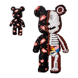 DAHONPA Teddy Blocks Bear Dissection Skeleton Micro Building Blocks Set (7,220 Pcs), Creative Animal Model Kit, Home & Office Decor Gift for Adults