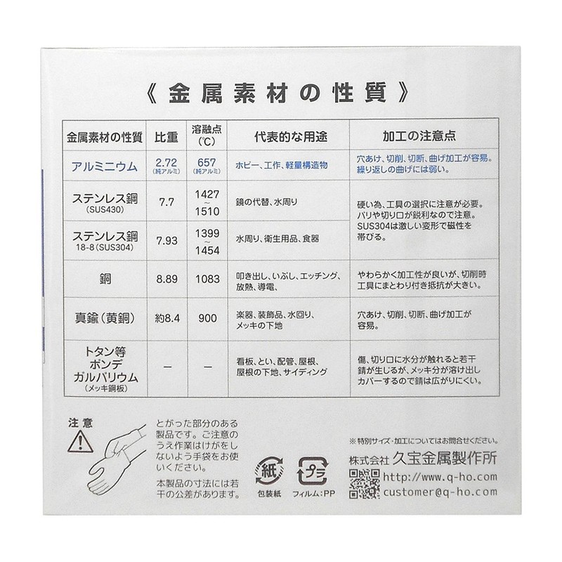 Kyuho Metal Works M9503 Mini Aluminum Plate, Thickness 0.06 x
