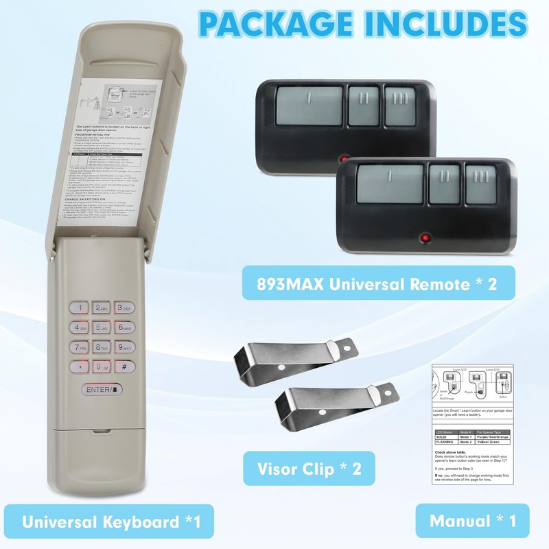 893Max for Liftmaster Chamberlain Craftsman Garage Door Opener Keypad Remote,