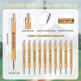 Chivertion 50 Sets Christian Religious Gifts Bible Verse Bamboo Pens and Christian Bookmarks Religious Gifts Inspirational Gifts Church Biblical Gifts