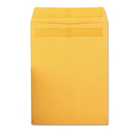 Quality Park Redi-Seal Envelope, Plain, 28Lb, 9"x12", 100/BX, Kraft