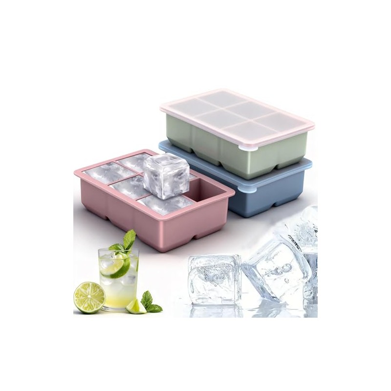3PCS Bandejas de Cubitos de Hielo, Moldes Grandes de Silicona