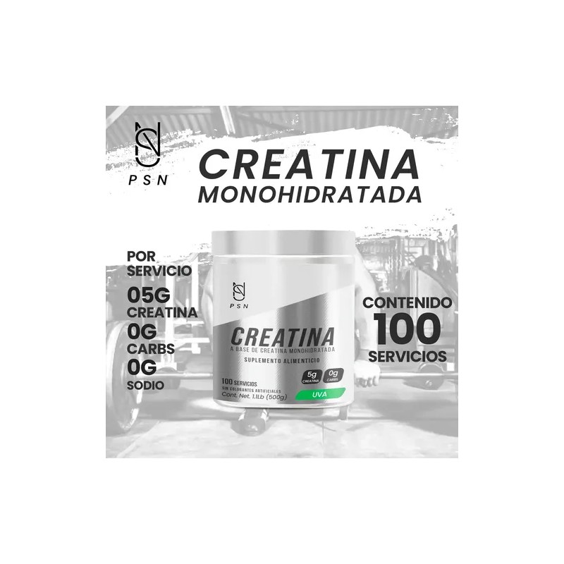 Creatina Monohidratada En Polvo Psn 500g 100 Servicios