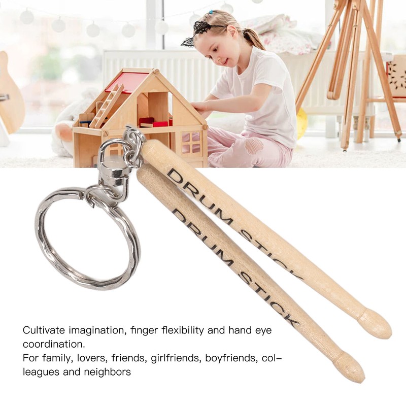 Mini Drum Sticks Keychain Wooden Decoration Accessory Percussion 2 Drumstick