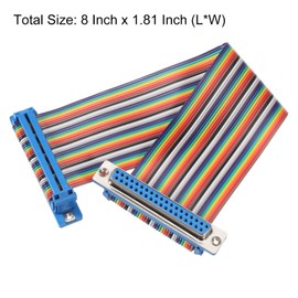 sourcing map sourcing map IDC Rainbow Wire Flat Ribbon Cable DB37 Female to DB37 Female 8 Inch Length 2.54mm Pitch Breadboard Jumper Wires for Electronic Projects