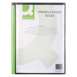 Display Book Q-CONNECT with Front Cover Pocket PP A4 460 Micron 20 Pockets Black/Document Archiving/Type-20 Pockets/Kind-with a Pocket/Index-N.a. / Pockets-N/D/Material-PP/Dividers-N.a.