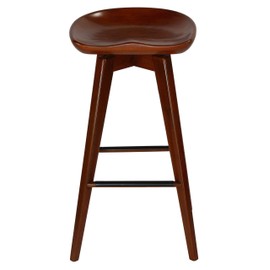 Cortesi Home Tiwi Backless Swivel Barstool in Solid Wood, 29" Walnut