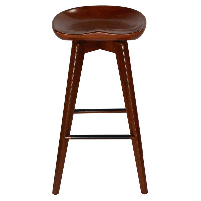 Cortesi Home Tiwi Backless Swivel Barstool in Solid Wood, 29"