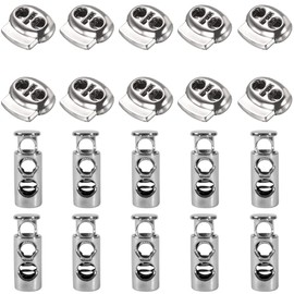 MNWMNW Spring Cord Stoppers 2 Holes Zinc Alloy Spring Cord Lock Elastic Shock Cord for Shoes Hat Sportswear (Pack of 20)