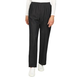 Alfred Dunner Women's Petite Black Denim Proportioned Medium Pant, Black, 12 Petite