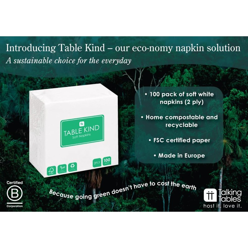 Table Kind - 100 Bulk Pack Soft White Napkins, Quality