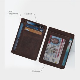 Oak Leathers Leather Wallet for Men & Women - RFID Wallet Slim Credit Card Holder 1 ID Window Thin Wallets Front Pocket