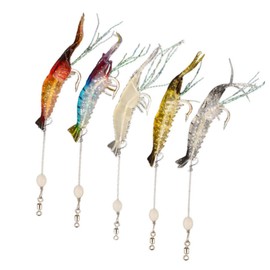 GYWHOOFT Set of 5 Shrimp Lures Fishing Tackle Lures Set Shrimp Worm Shrimp Bait Fishing Lure Kit Bait River Fishing Night Fishing Sea Fishing with Fishing Hooks Soft Lures