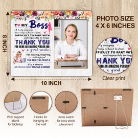 Boss Lady Gifts For Women, Boss Lady Office Picture Frame, Thank You Gifts For Boss Lady Female Leader, Floral Appreciation Gifts Photo Frame For Boss Day Birthday Christmas Thanksgiving -06
