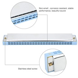 24 Hole Professional Mouse Organ, Diatonic Harp, Loud Sound C Key Harmonica, Student Kids Entertainment Home (Blue)