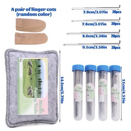 SUVSOON 82PCS Wool Felting Tool Kit, Needles Felting Tools with Felting Pad 80PCS Needle Felting Needles Fingercots, 4-Sizes Felting Needles and Thick Felt Pads Suitable for Various Felting Projects