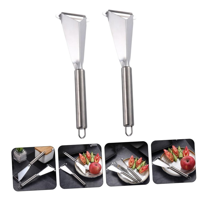 OSALADI Fruit Engraving Blades: 2pcs Stainless Steel V- Shape Fruit