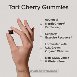 Sports Research® Tart Cherry Gummy Supplements | 600mg of NordicCherry™ | Enhanced Workout Recovery | Sugar and Sugar Alcohol Free - 60 Gummies for Adults, 1 Month Supply