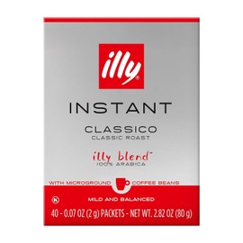 illy Instant Coffee Singles, Classico Medium Roast, Caramel & Orange Blossom Notes, 40 Single-Serve Packets (2g Each) - Premium Arabica Coffee