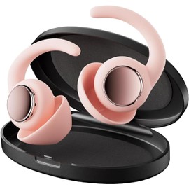 LIMEHO Ear Plugs for Sleeping Noise Cancelling, Reusable Earplugs for Sleep, Concerts, Travel, Work, Study&Focus, SNR 30dB Silicone Earplugs 2 Pairs (Light Pink)