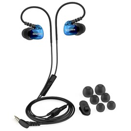 Granvela GV1 - Auriculares Deportivos Impermeables con micrófono, Almohadillas para Orejas de Espuma viscoelástica, Color Azul, Azul