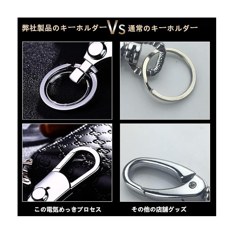JADXSOP Car Key Holder, Carabiner, Double Ring, Keyring, Hook, One-Touch,
