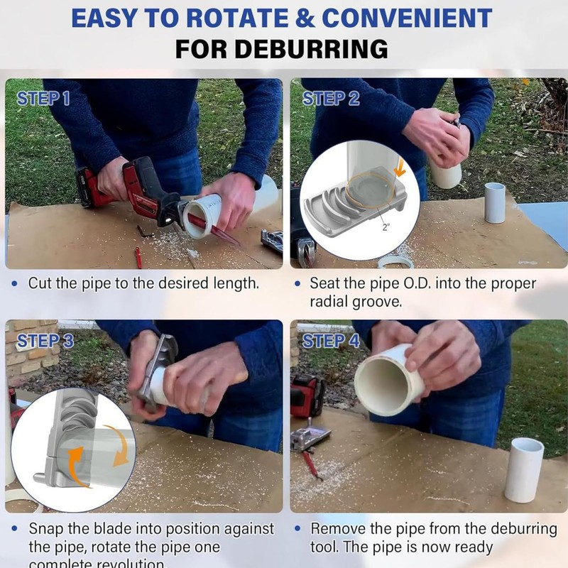 PVC Pipe Deburring Tool Rigid Professional for 1/2in 1 1/4in