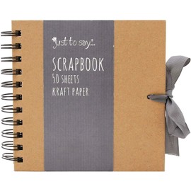 Kraft Small/Medium/Large Square Scrapbook- Quality Kraft Paper Scrapbook with Ribbon (Brown, Medium 20cm x 20cm - 50 Sheets)