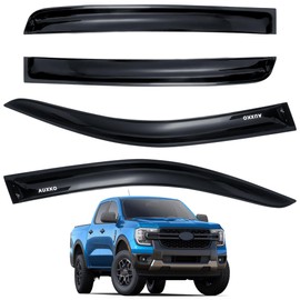 AUXKO Rain Guards for Ford Ranger 2024 2025 SuperCrew, Window Vent Visor Accessory - Tape-On Rain Guard Window Visors for Ford Ranger, Truck Side Window Wind Deflectors & Visors Smoke Black