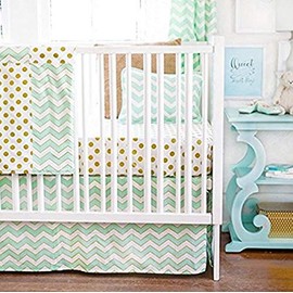 New Arrivals 2 Piece Crib Bed Set, Gold Rush in Mist