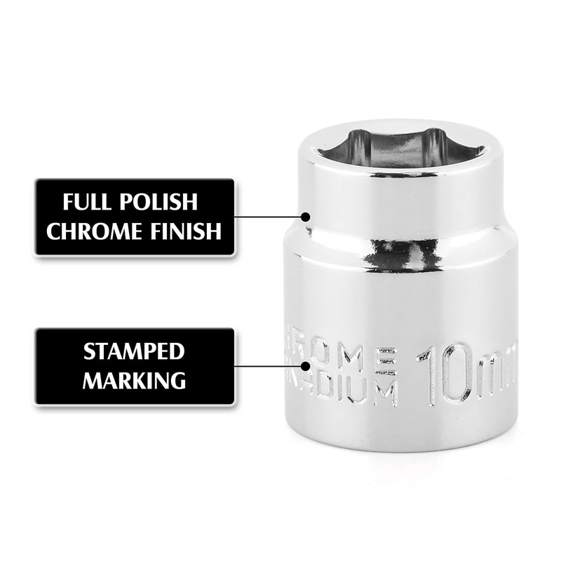 MIXPOWER 3/8" Drive Low Profile Stubby Impact Socket Set with