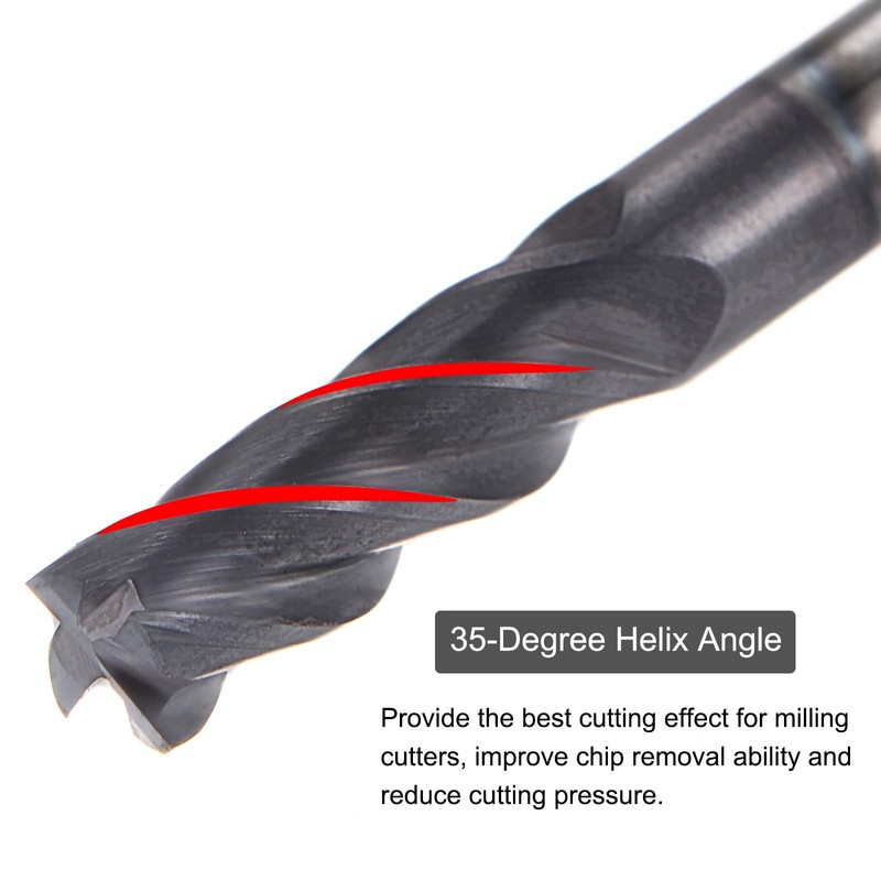 QUARKZMAN Square Nose Cutter, 1/8" Tip Diameter, Solid Carbide, AlTiN