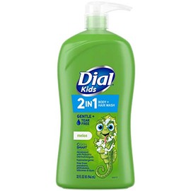 Dial Dial Kids all in one hair, body wash and bubble bath, Tear free and gentle on skin, Melon Scent, 32 fl oz
