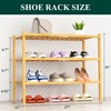 Smiry Shoe Rack, 3 Tier Thick Bamboo Shoe Organizer, Stackable