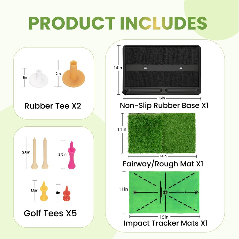 NEWCARE Golf Hitting Mat with Curved Ball Tray, 3-in-1 Golf