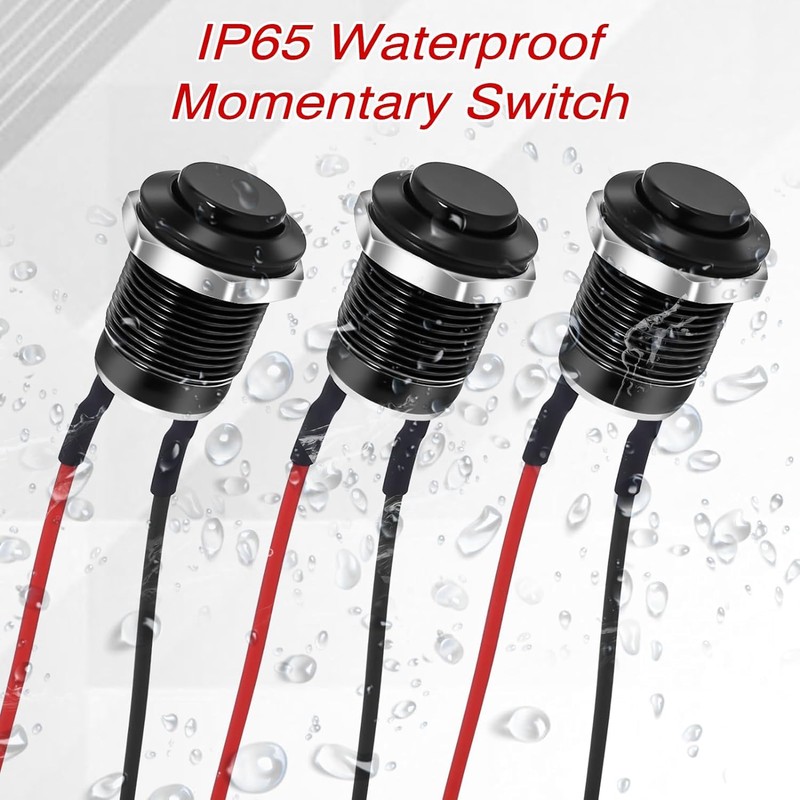 AUTOZOCO Wired Push Button Switch Momentary Push Button 30cm 2