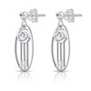 925 Sterling Silver Earrings Mackintosh Oval Rose Design Post and