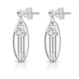 925 Sterling Silver Earrings Mackintosh Oval Rose Design Post and Butterfly Backs