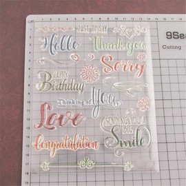 arriettycraft Hello Thank You Sorry Love Words Phrase Birthday Stamps Rubber Clear Stamp/Seal Scrapbook/Photo Decorative Card Making Clear Stamp