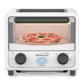 Brentwood 3 Liter Stainless Steel Mini Toaster Oven and Griddle with Timer, Adjustable Temperature, Removable Crumb Tray, and Cool Touch Handle (White)