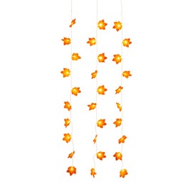 Nearly Natural 5ft Pre-Lit Autumn Maple Leaf Artificial Fall Garland with 10 Warm White LED String Lights - Set of 3