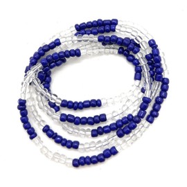 Collares de Cuentas Santeria Orisha Eleke Elekes Collar, EK-104 - Yemaya White/Blue