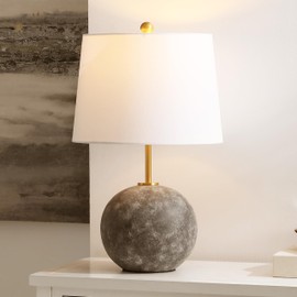 SAFAVIEH Lighting Collection Cla Grey Washed Cement/Brass 24-inch Table Lamp (LED Bulb Included)