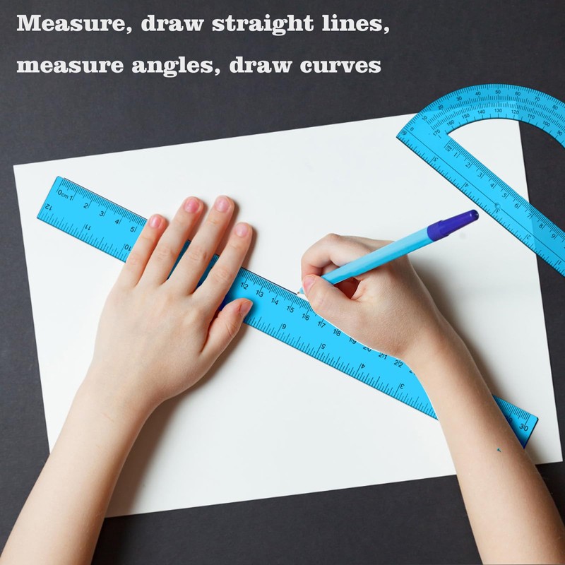 Tdfronien 2 Packs 12 Inch Plastic Ruler and 6 Inch