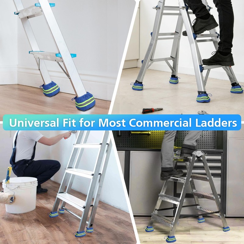 4PK Upgraded Step Ladder Safety Boots Floor Protectors with Reflective