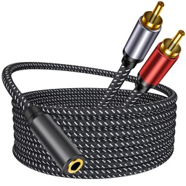 3.5mm Female to 2 RCA Male Cable 3FT: Braided Double Layer Shielded Zinc Alloy Stereo Audio Y Cable Splitter Adapter Compatible for TV,Smartphones, MP3, Tablets, Speakers,Home Theater (3ft)